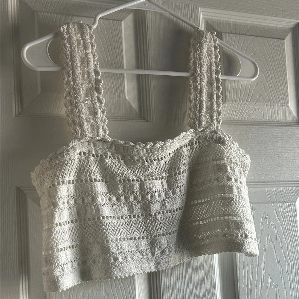 Aerie Ivory Crochet Lace Top - Picture 2 of 9